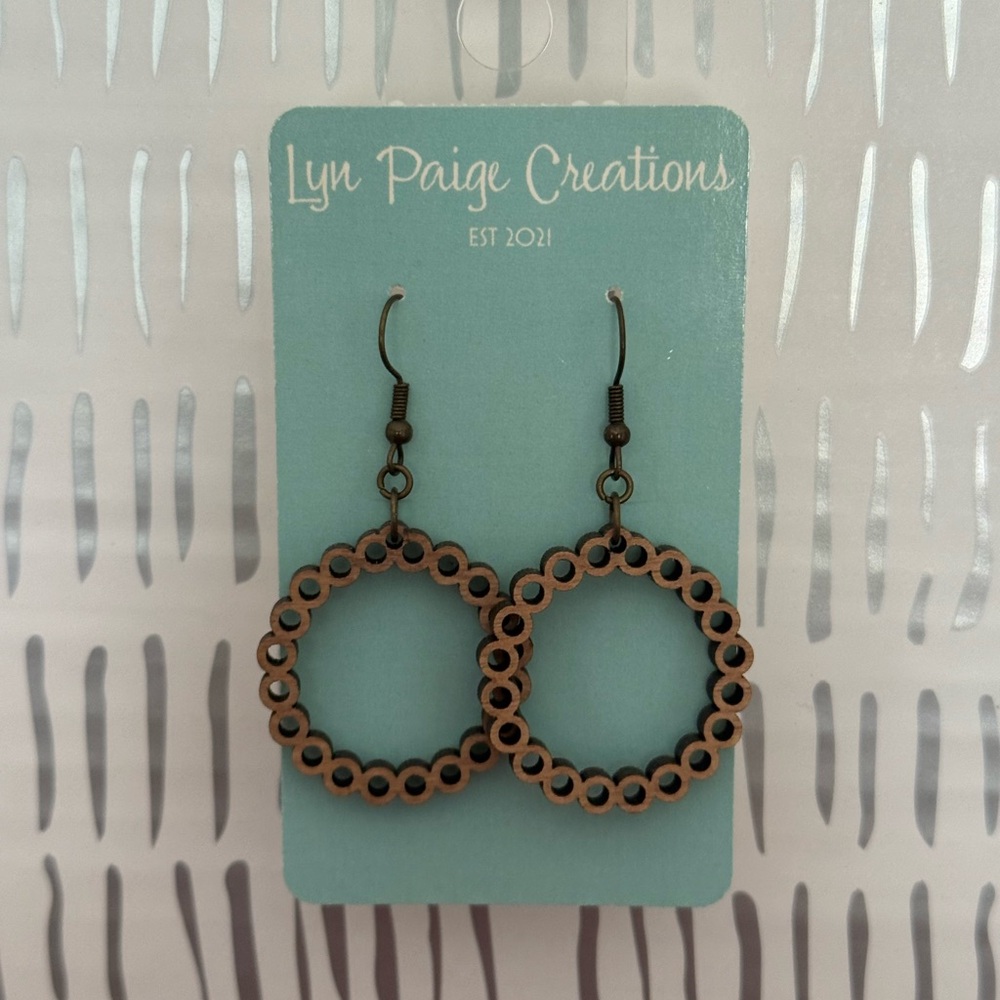 Wooden Brown Circle Earrings
